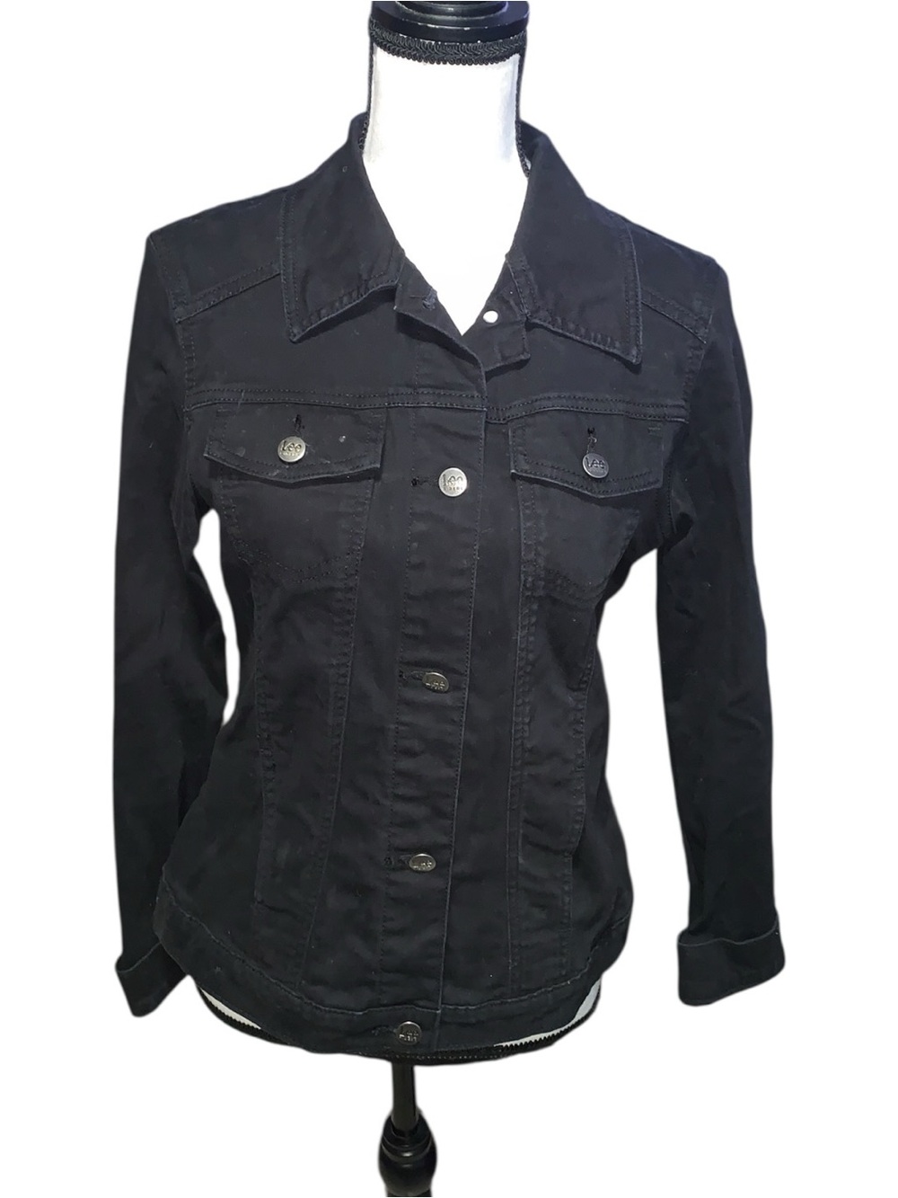 Lee Riders Black Stretch Denim Jacket Button Up